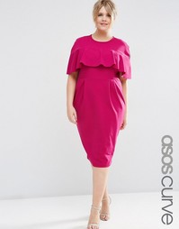 Облегающее платье с оборкой на рукавах ASOS CURVE - Сливовый