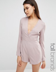 Ромпер с декольте и запахом спереди Missguided Tall - Серый