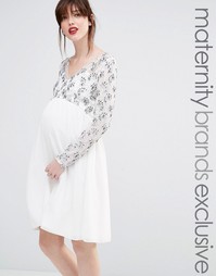 Платье для беременных с длинными рукавами и отделкой Maya Maternity