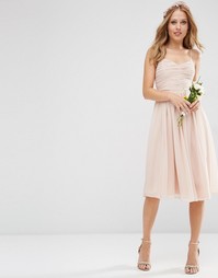 Присборенное платье миди ASOS WEDDING - Телесный