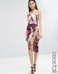 Платье-футляр с мраморным принтом ASOS TALL