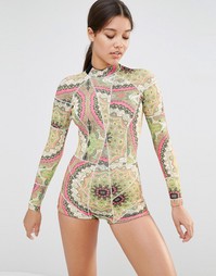 Купальный комбинезон с принтом пейсли Cynthia Rowley - Розовый пейсли