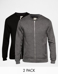2 трикотажные куртки‑пилот (черная/серая) ASOS - СКИДКА 15% - Мульти