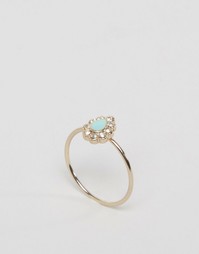 Каплевидное эмалированное кольцо с камнями Orelia - Бледно-золотистый