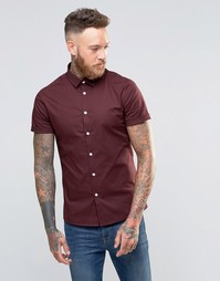 Темно-сливовая рубашка скинни с короткими рукавами ASOS