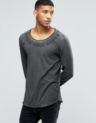Длинный лонгслив с принтом на кокетке ASOS - Серый
