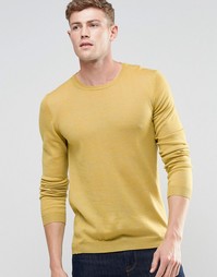 Желтый джемпер из мериносовой шерсти с круглым вырезом ASOS