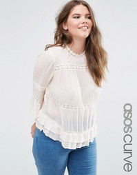 Винтажная блузка ASOS CURVE - Кремовый