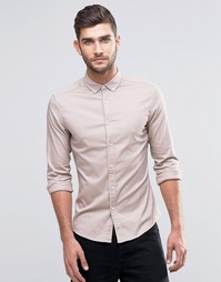 Розовая рубашка скинни с длинными рукавами ASOS - Dusty pink sphynx