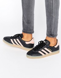 Черно-розовые кроссовки на каучуковой подошве adidas Originals Gazelle