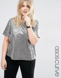 Золотистая футболка металлик ASOS CURVE - Золотой