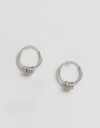 Миниатюрные серьги-кольца из серебра в стиле гранж ASOS - Серебряный