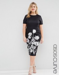 Платье-футболка с однотонным цветочным принтом ASOS CURVE