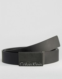Регулируемый кожаный ремень с логотипом Calvin Klein CK - Черный
