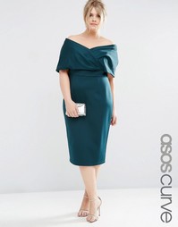 Облегающее платье-премиум с топом в стиле кейп ASOS CURVE