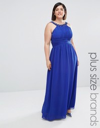 Платье макси с халтером и декоративной отделкой Little Mistress Plus