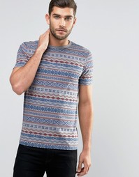 Серая облегающая футболка с ацтекским принтом ASOS - Палома серый