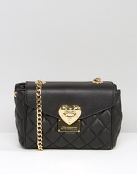 Небольшая стеганая сумка на плечо Love Moschino - Черный