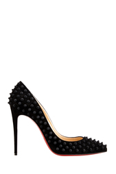 Черные Замшевые туфли Follies Spikes 100 Christian Louboutin