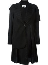 асимметричное пальто в полоску Mm6 Maison Margiela