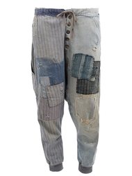 patchwork drop crotch jeans Greg Lauren