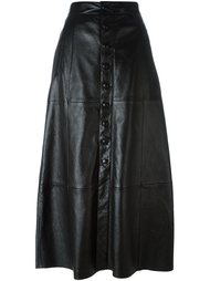 длинная кожаная юбка Saint Laurent