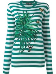 banana leaf appliqué striped jumper Dolce &amp; Gabbana