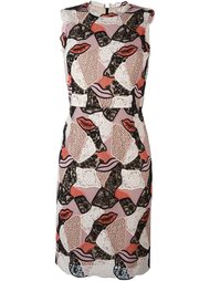 приталенное платье с вышивкой губ Emilio Pucci