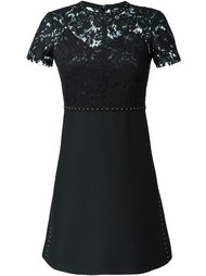 платье с кружевной вставкой и заклепками Valentino