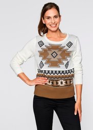 Пуловер с узором (цвет белой шерсти с узором) Bonprix