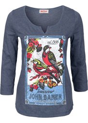 Футболка с принтом и рукавом 3/4 (оливковый меланж) Bonprix