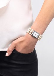 Часы с браслетом из бусин (белый) Bonprix