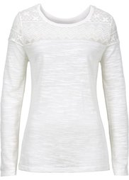 Футболка с кружевными вставками (синий) Bonprix