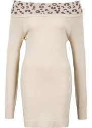 Пуловер с открытыми плечами (черный/бежевый) Bonprix
