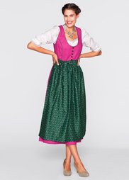 Дирндль с фартуком (нежная фуксия/темно-зеленый) Bonprix