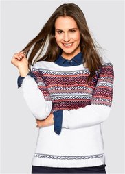 Пуловер с жаккардовым узором (цвет белой шерсти с узором) Bonprix