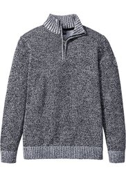 Пуловер Regular Fit с высоким воротом (синий/белый меланж) Bonprix
