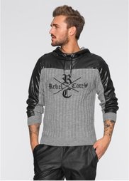Пуловер Slim Fit с капюшоном (серый меланж) Bonprix