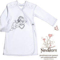 Крестильная рубашка с шитьем, р-р 62,  NewBorn, белый