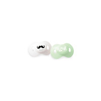 Силиконовая пустышка Mustache LOVE, с 3 мес., 2шт, белый/зеленый Elodie Details