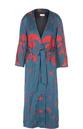 Удлиненное пальто-кимоно с цветочным принтом Dries Van Noten
