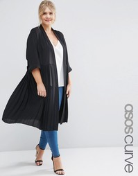 Длинный мягкий блейзер со складками сзади ASOS CURVE - Черный