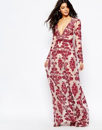 Красное платье макси с вышивкой For Love and Lemons Temecula - Красный