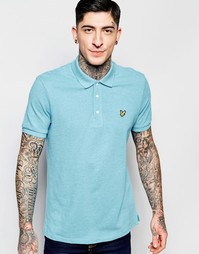 Меланжевая футболка‑поло цвета морской волны с логотипом Lyle &amp; Scott