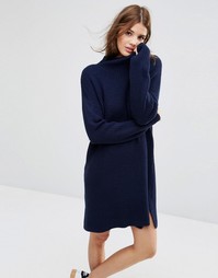 Свободное трикотажное платье в рубчик ASOS - Темно-синий