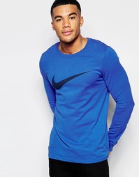 Синий лонгслив с культовым логотипом-галочкой Nike 709491-481 - Синий