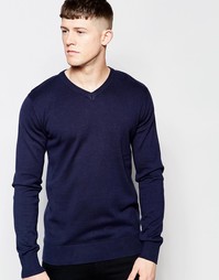 Джемпер с V-образным вырезом Brave Soul - Темно-синий