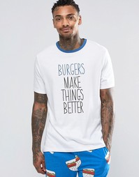 ASOS Loungewear T-Shirt With Burger Print - Белый