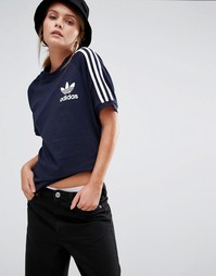 Футболка бойфренда c 3 полосками adidas Originals Adicolour
