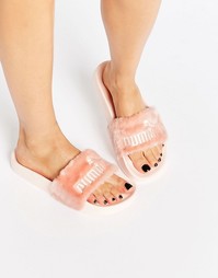 Телесные пушистые сандалии Puma X Rihanna Fenty Leadcat - Телесный